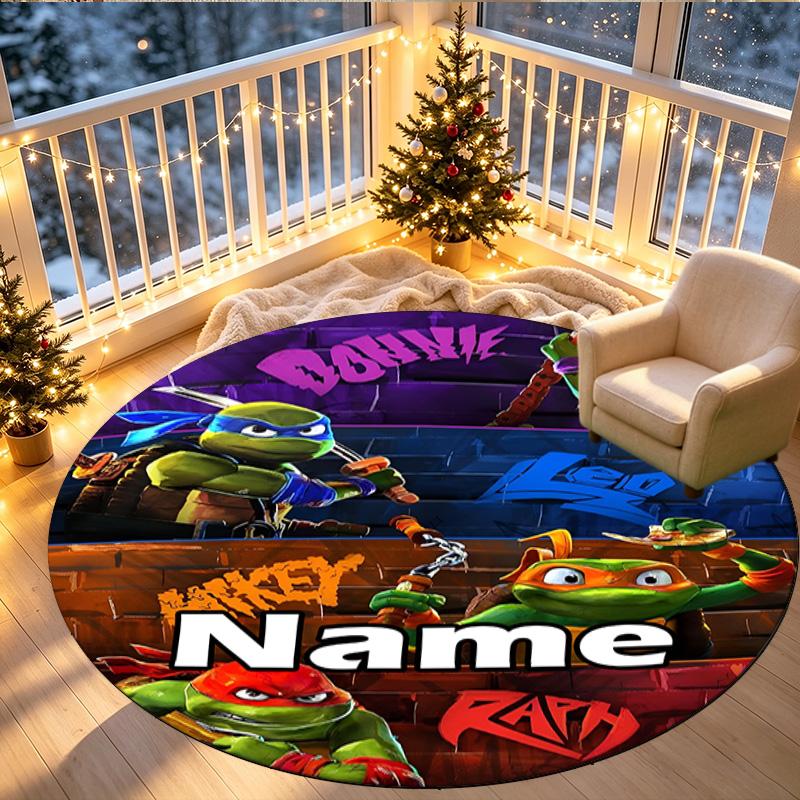 Custom Name Personalized Gamer Print Round Rug, Versatile Home Decor Carpet, for Playroom, Apartment, Balcony, Entryway, Hallway Gift