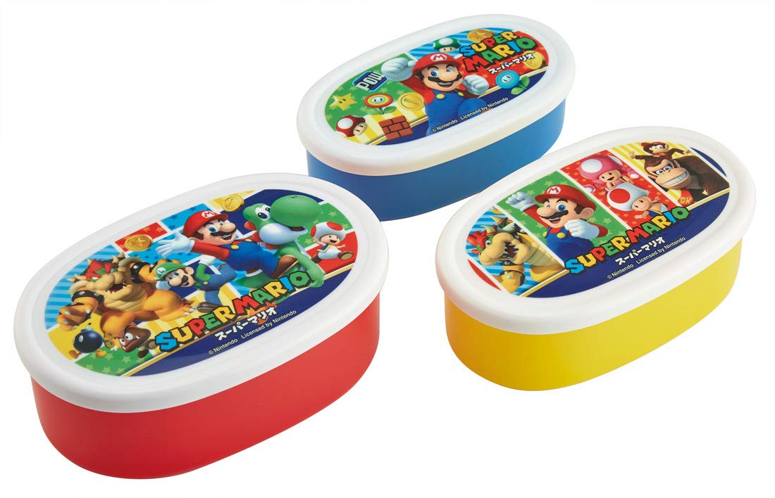 Skater Antibacterial Lunch Box Storage Set of Super Mario Made in Containers, 3, Design, Boys  Edition, Japan, SRS3SAG-A