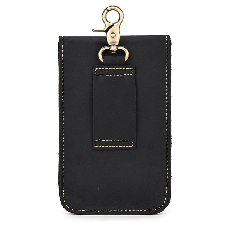 Crazy Horse Leather Mobile Phone Bag Phone Pouch Wear On Belt Fanny Pack 6.7 "leather Mobile Phone Wasit Pack Men Male Belt Bag