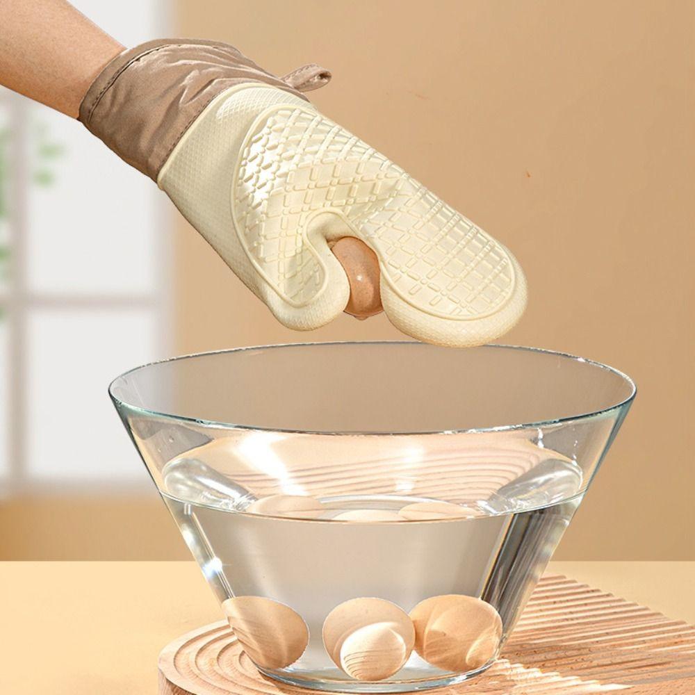 1 Pair Anti-scald Oven Mitts Heat Resistant Heat Insulation Mitts BBQ Gloves  Hot Dish