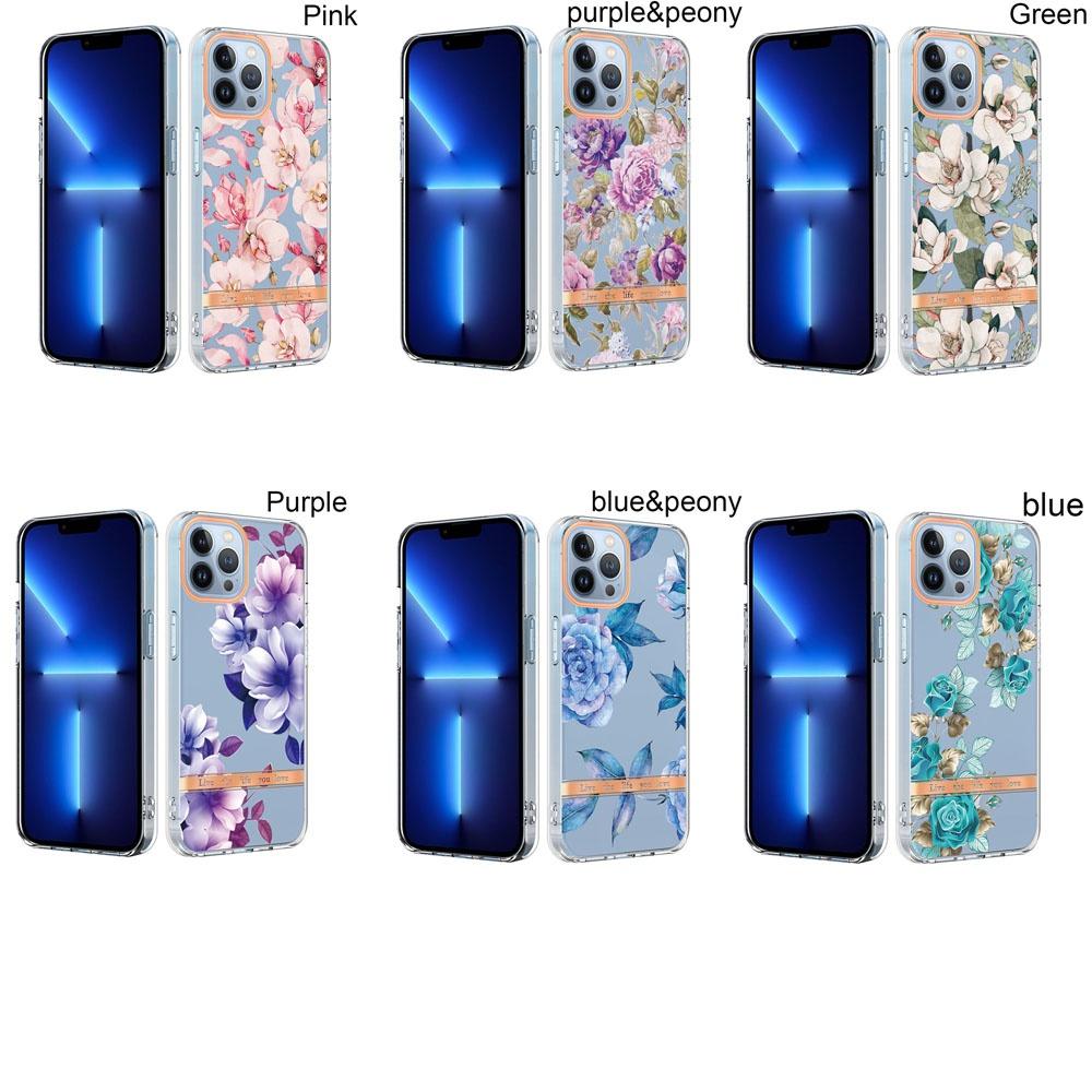 IMD Flower Pattern Transparent Bumper Shockproof Phone Case for iPhone 15 14 Plus 13 12 11 Pro Max XSMAX for Samsung S24 S23 S22 S21Ultra Plus A14 A54