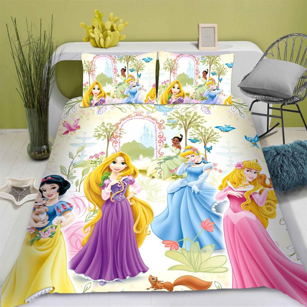 Princess Series Duvet Cover Set Printed Bedding 3d Children'S Bedding Set Cute Printed Cartoon Quilt Cover Anime Home