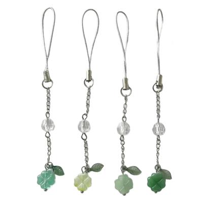 Fashion Four Leaves Grass Hangings Pendant Phone Charm Lanyard Pocket Keychain Strap Bag Decoration Wallet Pendants