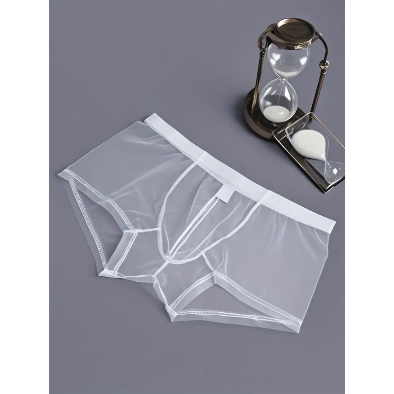 Men's Transparent Underwear Is Soft Comfortable Breathable Mesh Woven Elastic Waistband Quick Drying Casual Sexy Transparent Underwear