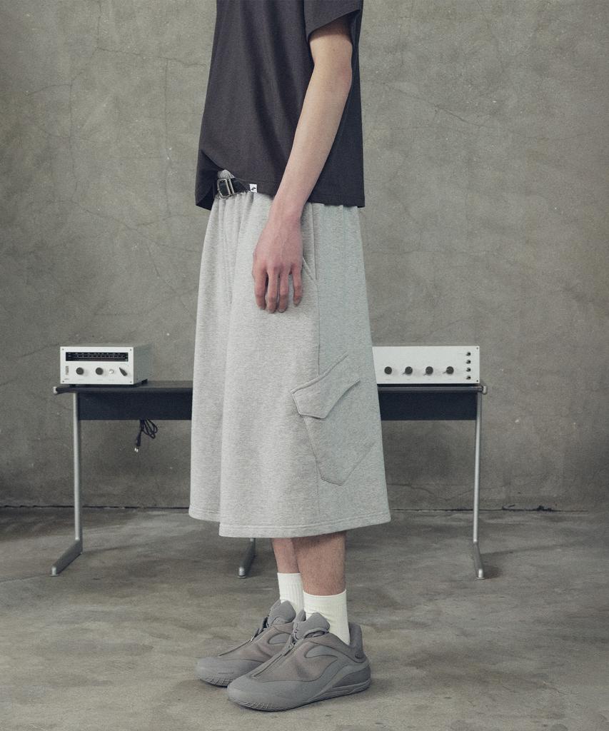 SUPERSUB Slant Cargo Wide Bermuda Shorts - Black