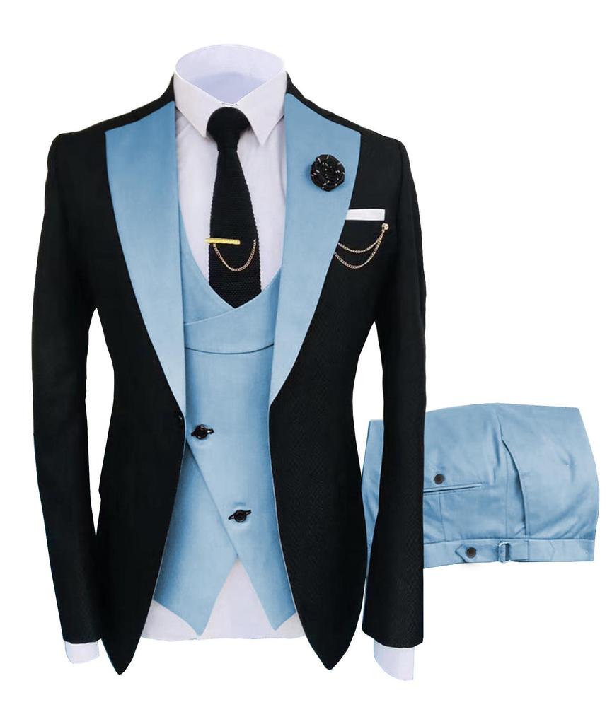 Men's Slim Fit Wedding & Business Tuxedo Suit Set with Vest & Pants