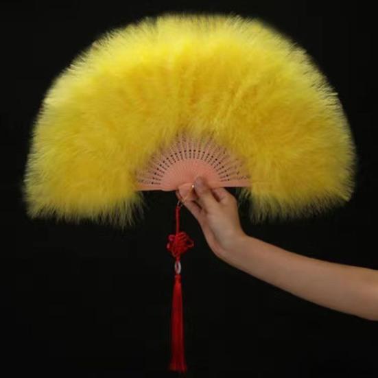 Vintage Feather Folding Fan Wedding Party Bride Hand Held Fan Portable Summer Fan Decoration Dance Performance Props Party Accessories