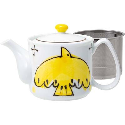 Nishikai Toki Hasami-yaki Issei Toki Teapot, Approx. 500ml (with Super Stainless Steel Tea Strainer), Aile El Yellow, Made In Japan, 20452