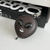 Alien Head Top Layer Cowhide Leather Bag Charm Earphone Key Storage Pouch Fashionable Accessory for Organizing Small Items