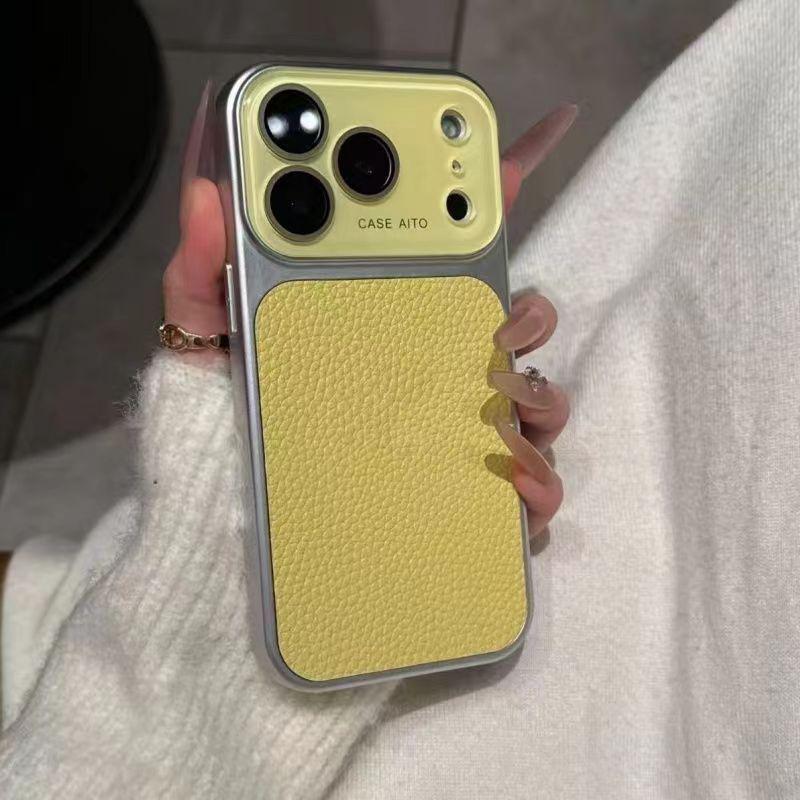

Lychee Leather iPhone 17 PRO MAX Case with Built-in Screen Protector and Large Window, Drop-Proof for Apple 16 iPhone 13