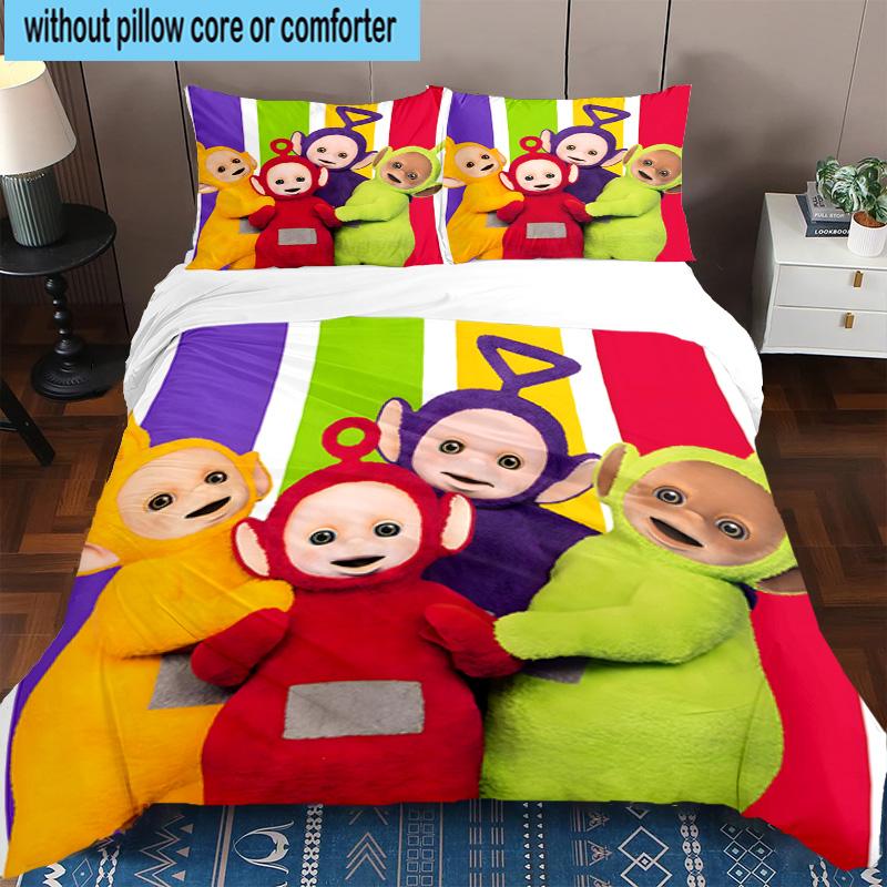 3PCS Tele-tubbies Celebration 3pcs Bedding,Including 3PCS Duvet Cover And 2pcs Pillowcases Perfect for Christmas,Ideal for Bedroom, Dormitory
