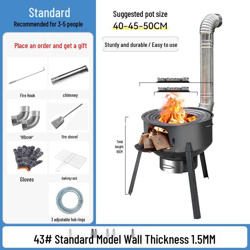 Smokeless Outdoor Firewood Stove for Camping and Home Use