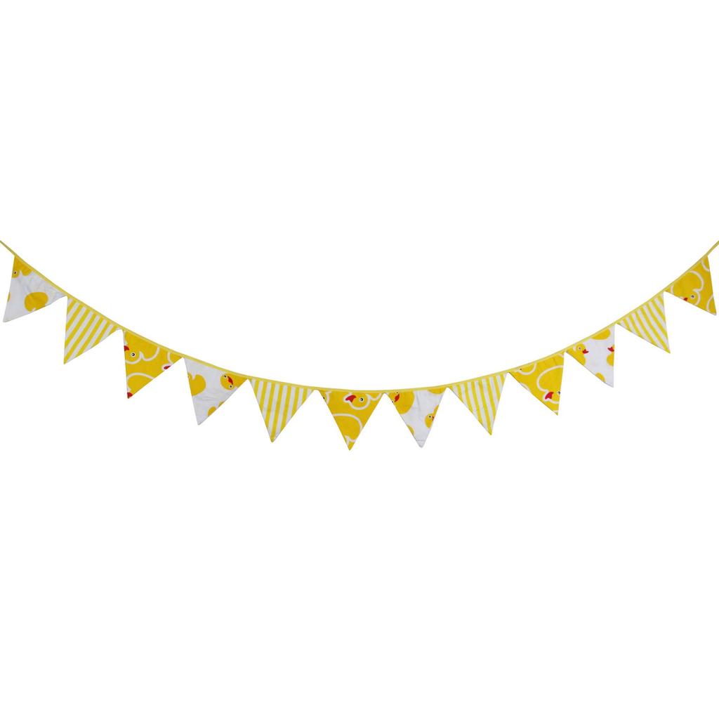 Kids' Yellow Duck Birthday Party Triangle Flag - Cotton Cloth Decoration for Children's Room or Kindergarten
