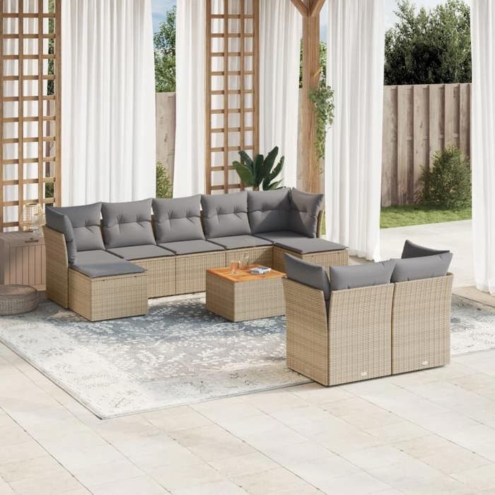 VidaXL Garden Lounge Set with Cushions 10 Pcs, Patio Sofas, Patio Furniture Set, Outdoor Furniture, 3256206