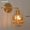 Retro Japanese Copper Amber Glass Wall Lamp - Modern for Bedroom or Entryway.