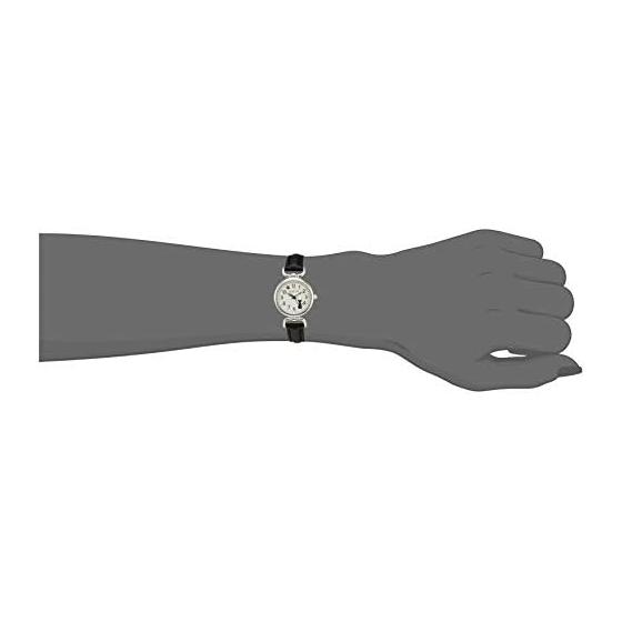 [Arias] Analógico Amalfidia Pulseira de couro à prova d'água Gato Mostrador branco WW20022A-156 Feminino Preto