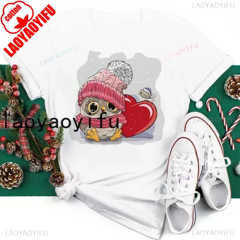 New Year Merry Christmas Women T Shirt Maycaur Christmas Gift Unisex Clothes Kawaii Sika Deer Graphic Shirt Scarf Penguin Tops