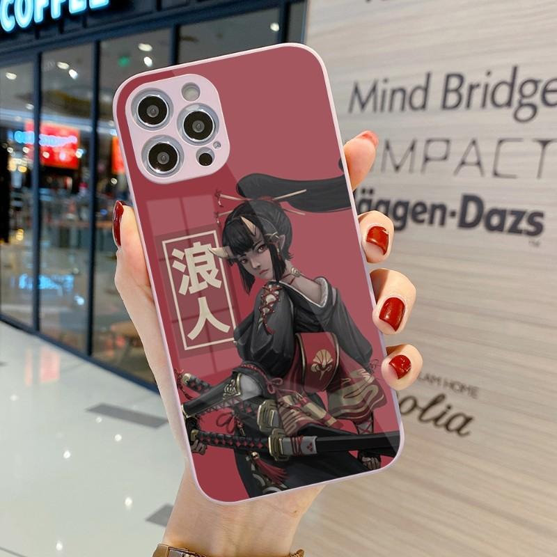 Samurai Gril Women Phone Case For IPhone 14 13 12 11 Pro Max X XR XS 8 7 Plus Liquid Glass Color Phone Cover