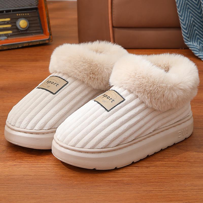 2024 Unisexowe Zimowe Bawełniane Buty z Aksamitną Podszewką: Na grubej podeszwie, na obcasie, do noszenia wewnątrz/na zewnątrz