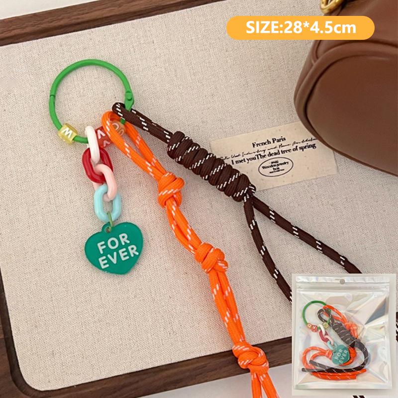 Creative Ins Style Braided Colorful Rope Keychain Trendy Bow Keyring For Girls Bag Pendant Backpack Hanging Decoration