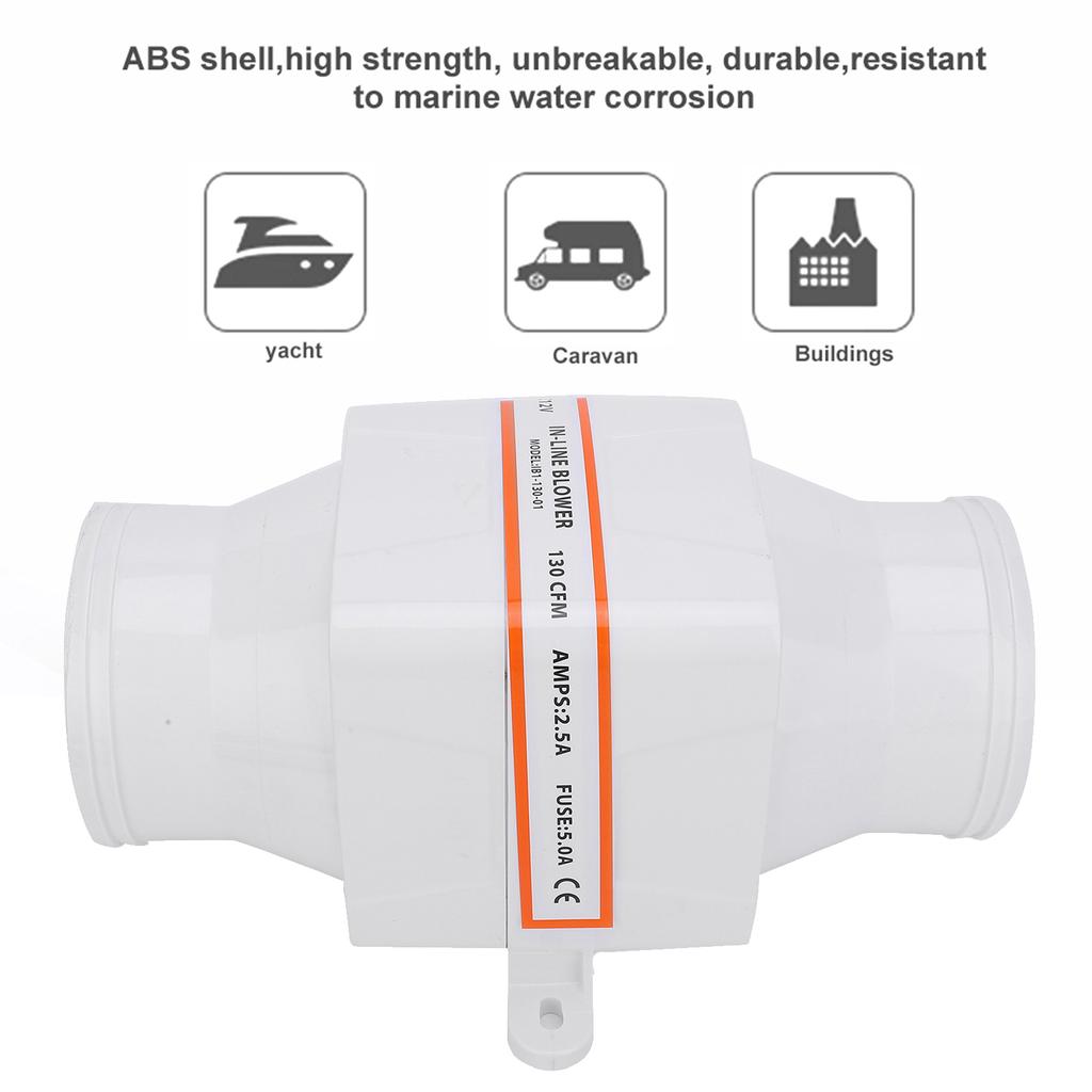 New 3 Inch In Line Marine Bilge Air Blower Mute Strong Ventilation Fan for Yacht  3'' Air Blower Fan 3'' Ventilation Fan
