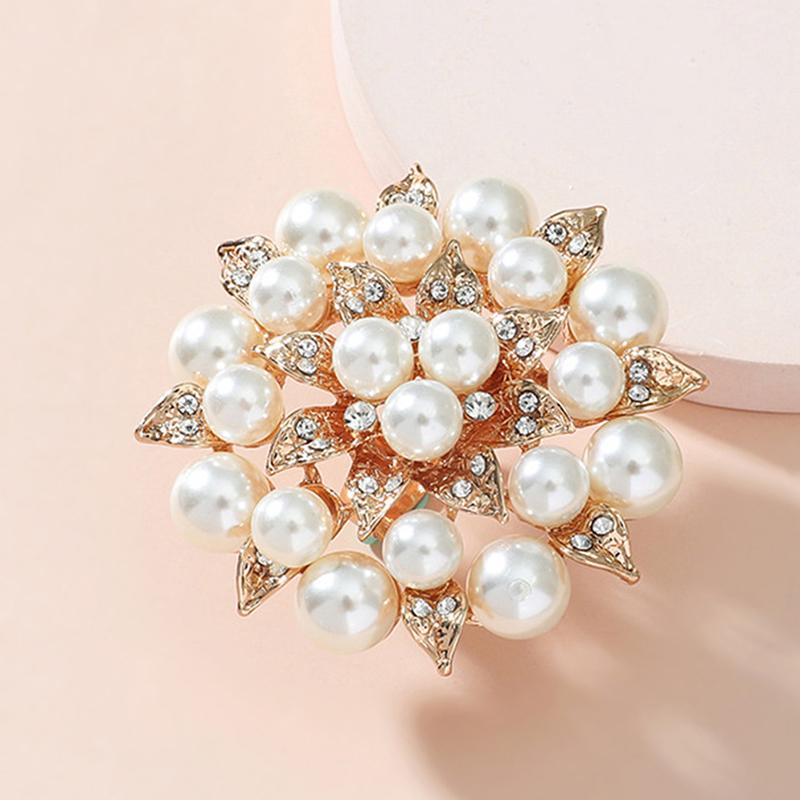 

Elegant White Pearl Flower Women Ring Jewelry Accessories Party Gift