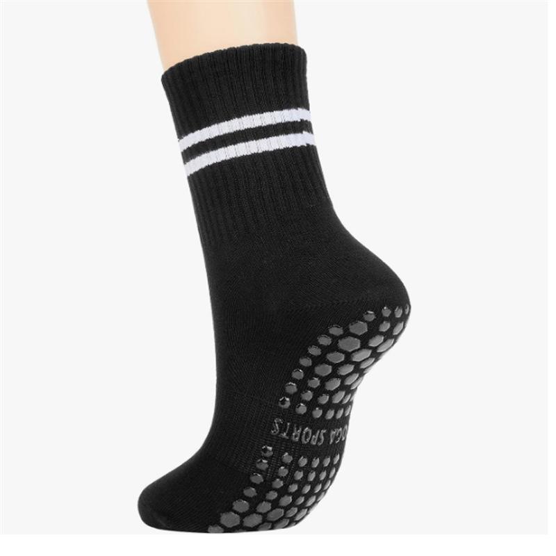 Women's Anti-Slip Yoga Socks - Mid-Calf Cotton Pilates Fitness Socks with Shark Pattern