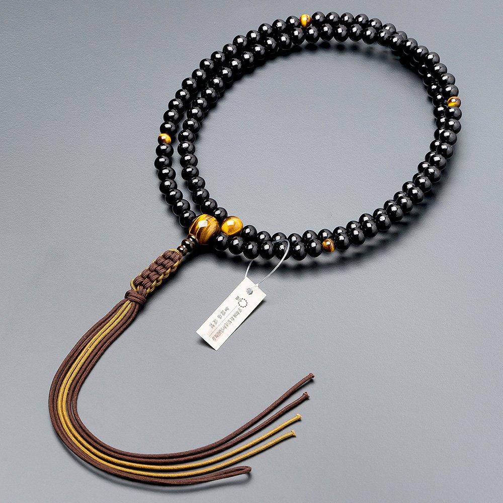 Buddhist altar shop Takita Shoten Prayer beads Rinzai sect authentic rosary beads Glossy tiger eye stone shaku pure silk string tassels Kyoto prayer