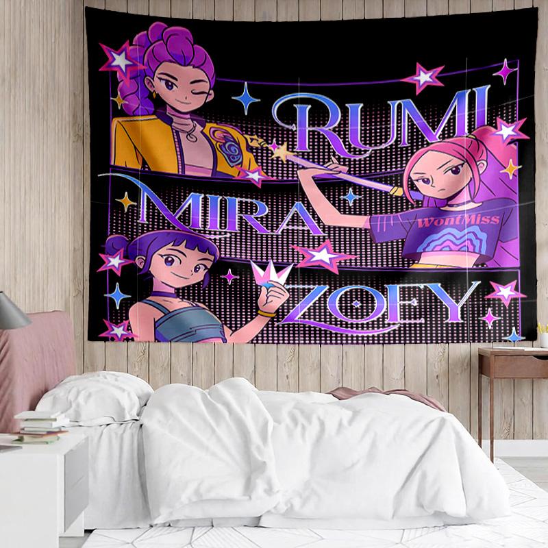 Kpop Hunter5 Tapestry for Bedroom Aesthetic Classroom Tapestries Wall Hanging for Living Room Dorm Office,Ideal Creative Gift