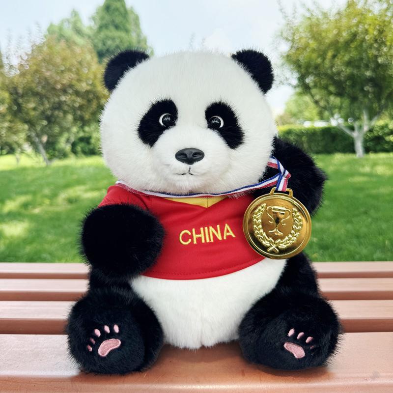 

Panda Champion Swimming Plush Toy Doll Souvenir Pillow Children Gift Collect Champion