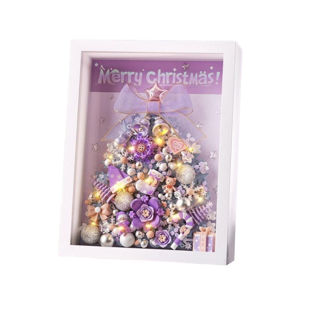 Christmas Tree Photo Frame BuildingBlocks, Small ParticleAssembly Toys, Light 3d Painting Ornaments, Christmas Handmade Diy Gifts