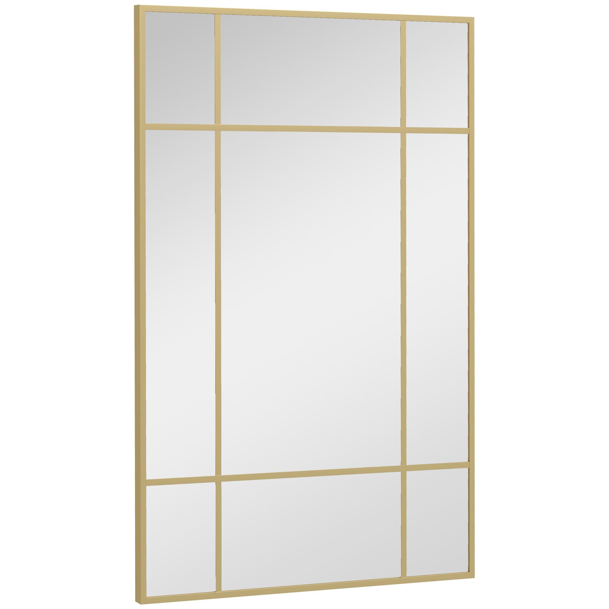 Miroir Mural Miroir Décoratif Avec Cadre en Métal Rayures Dorées Verre Multi-couches 90L x 2P x 60H Cm