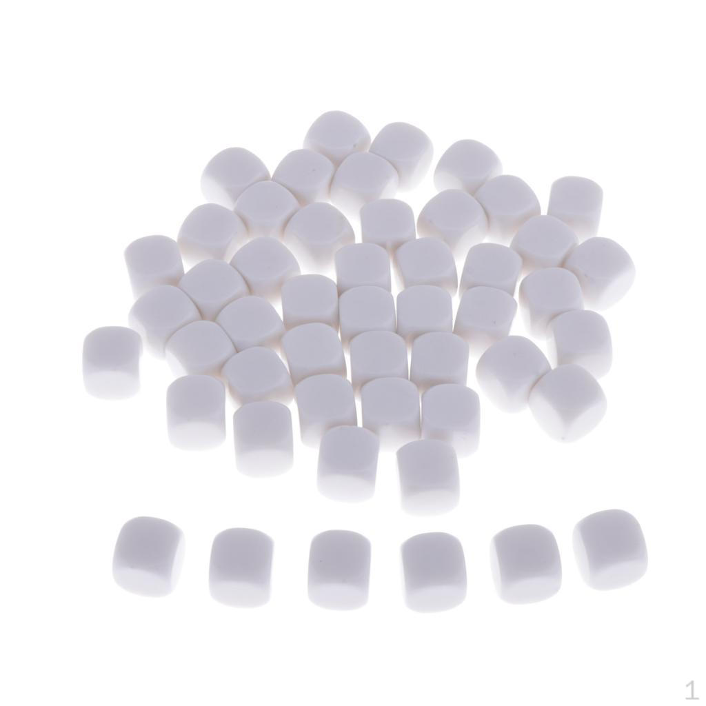 50Pcs 18mm DSided Plastic Cube Blank Accessory For Party Games, Table Games