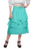 Moomaya Solid Cotton Skirts For Women Knee Length With Lace Belt Ruffle