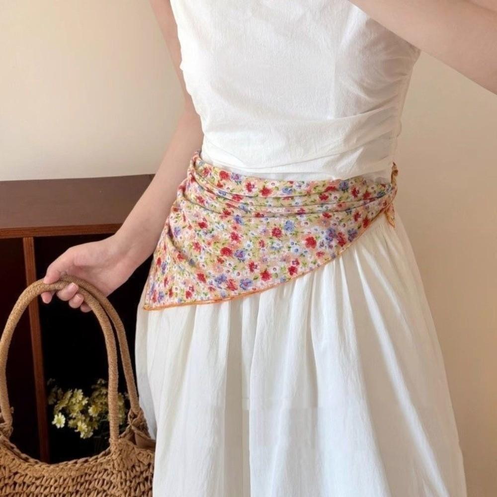 3pcs/set Korean Style Printed Headscarf Thin Fabric Flower Square Headband  Holiday