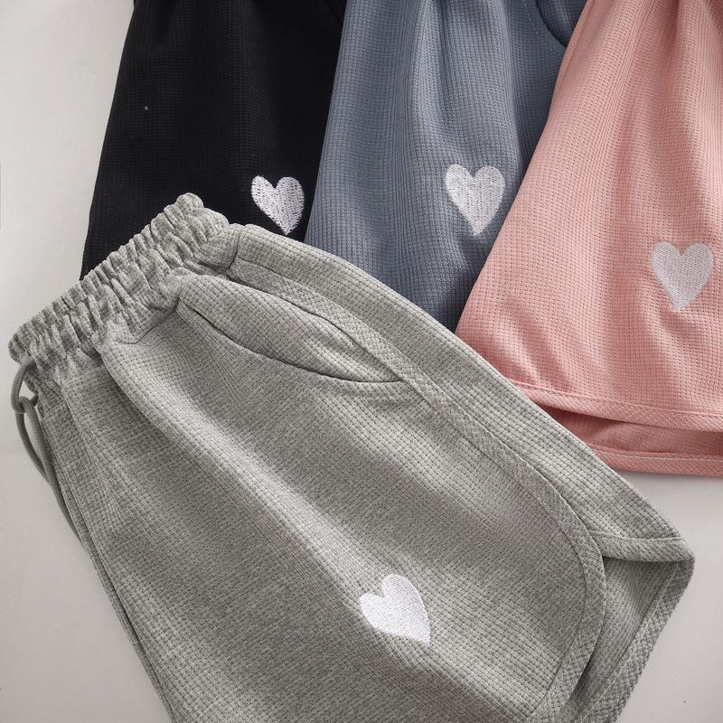 Waffle Sports Casual Shorts Women's Summer Thin Korean Version of The New High Waist Home Straight Cylinder Wide Legs