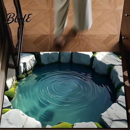 Living Room Area Bottomless Pit Mat 3D Illusion Floor Rug Optical Hole Realistic Fun Entrance