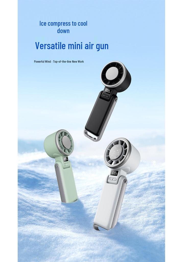USB Rechargeable 5-Speed Turbo Neck Fan with Ice Pack - Foldable, High-Speed, and Perfect for Outdoors.
