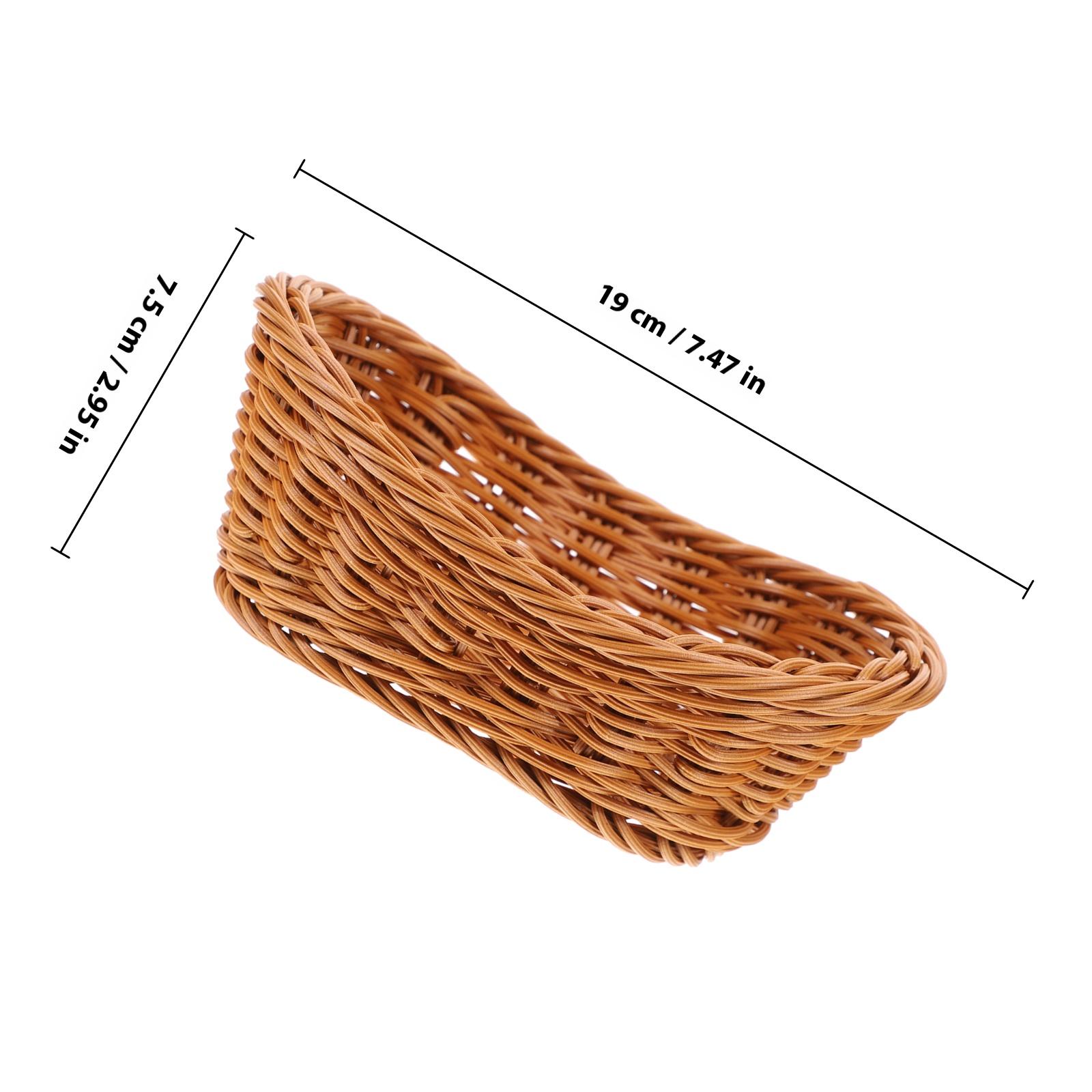 

Plastic Wear-Resistant Imitation Rattan Basket Large Capacity Fruit Storage Basket Kitchen Bread Organizer Snack Holder