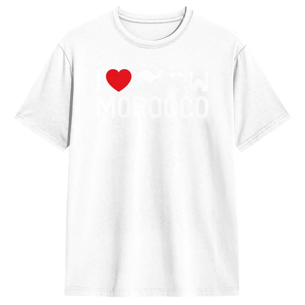 Awesome I Love Morocco TShirts Men Round Collar Cotton T Shirts  Short Sleeve Tee Shirt Original Clothing