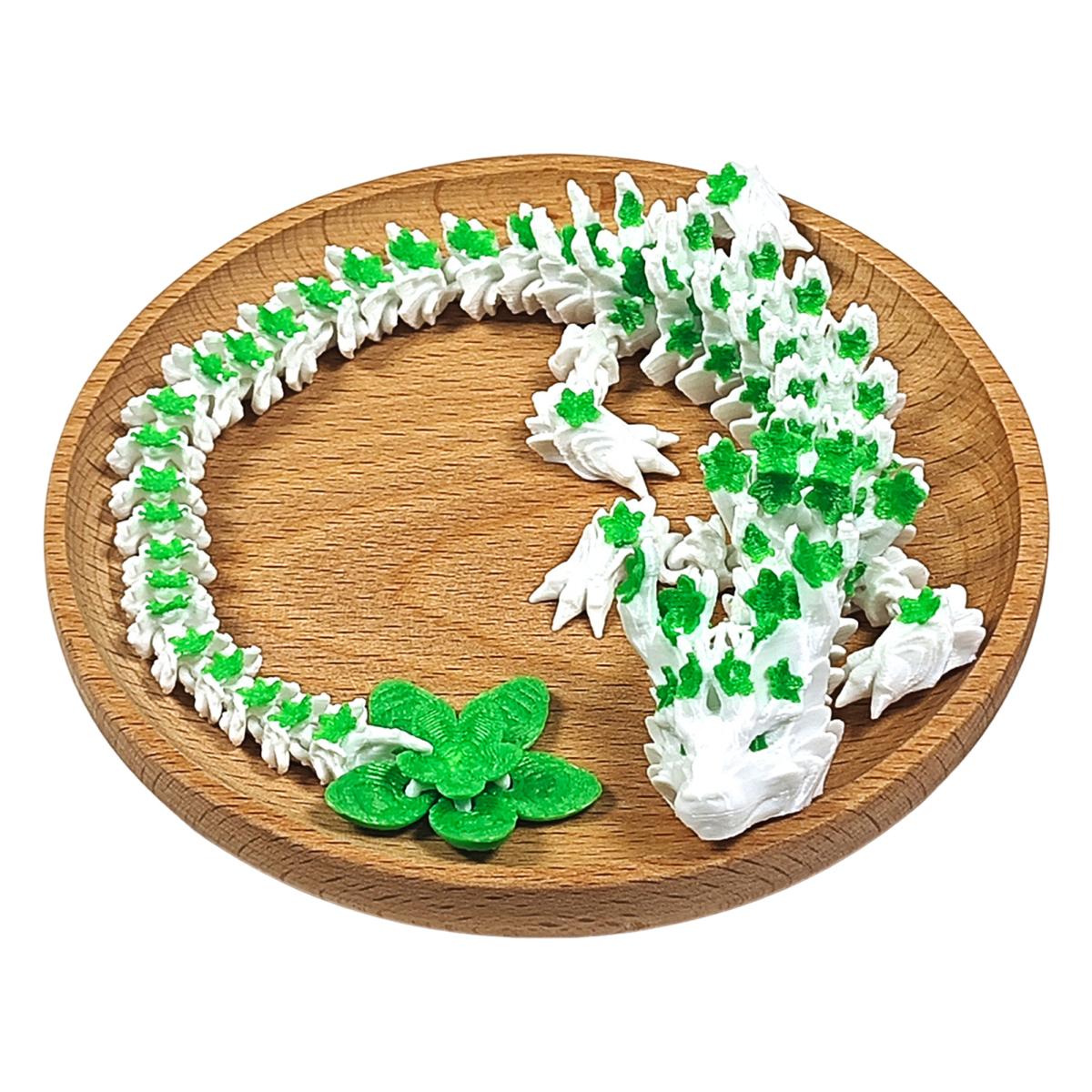 

3D-печатный дракон Сакура 10,8 дюймов, шарнирный дракон с подвижными суставами, вращающийся хвост вишневого цвета, гибкая игрушка-фиджет для декора стола зелёный