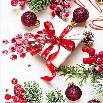 Christmas Decorative Flower Bouquet Simulated White Berry Accessories Cuttings Snowflake Wintergreen Fruit Material Cuttings New