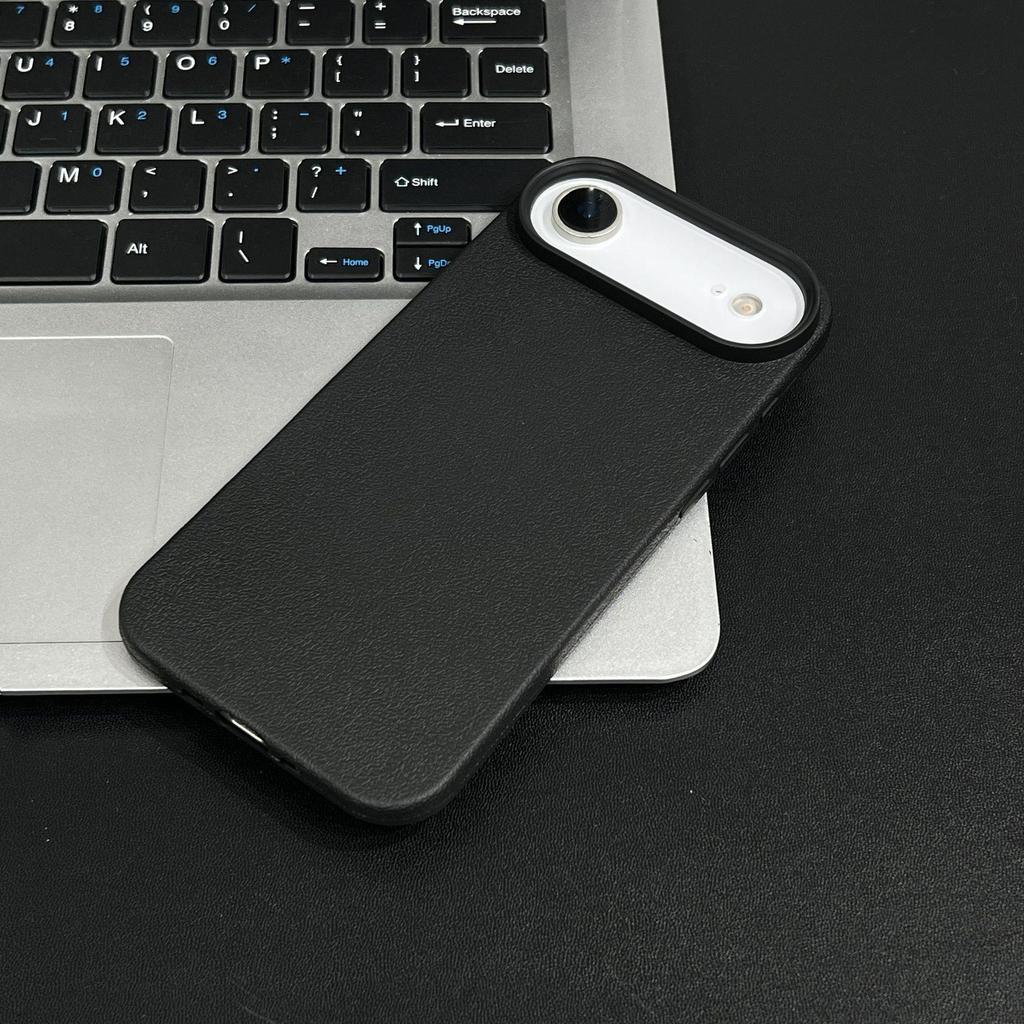 Litschi-Maserung Dopamin-Farbe Weiche Hülle für Apple 17, 16 und 14 Pro Max - Minimalistisches Design mit großem Loch