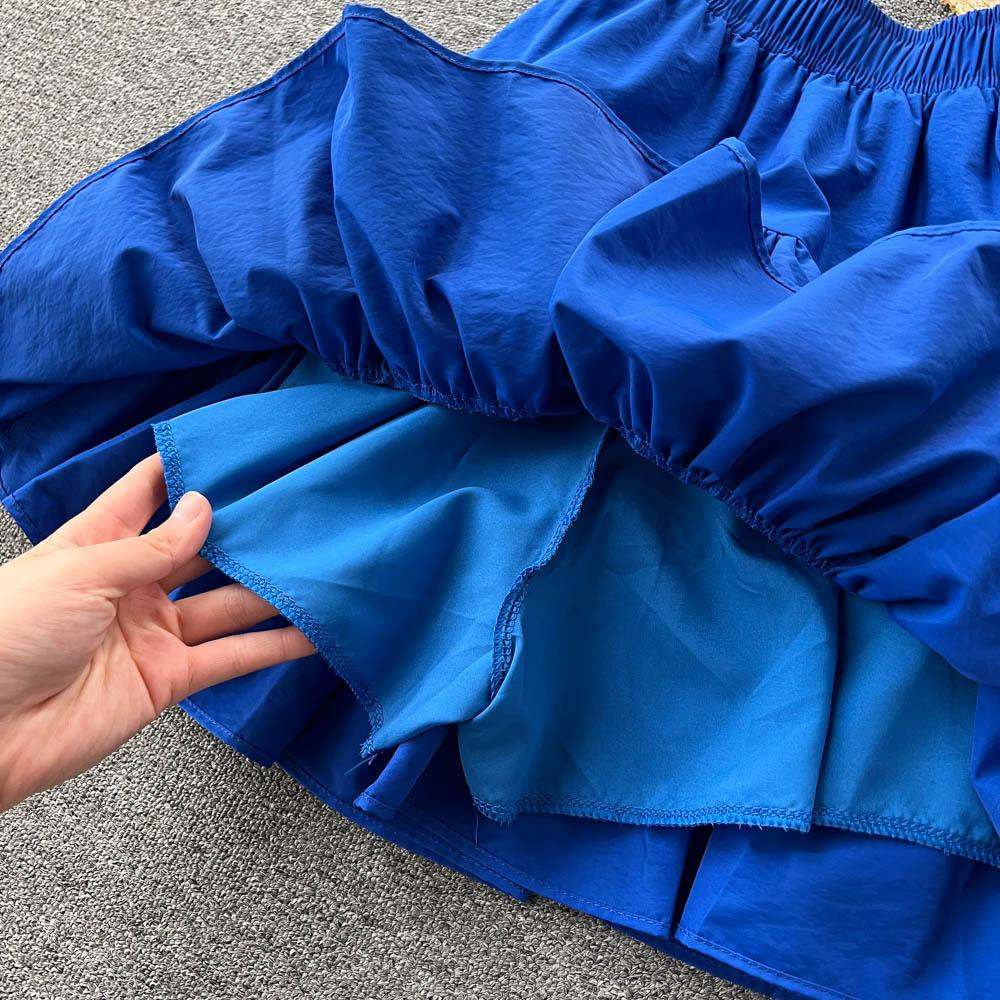 All-Match Cake Skirt Women's Summer French Retro High Waist Slimming Ruffled A-Line Skirt