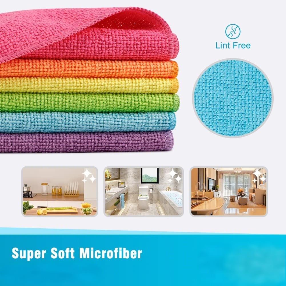 Lint-Free Microfiber Dishcloth: Absorbent Kitchen, Table & Car Cleaning Towel with Scouring Pad