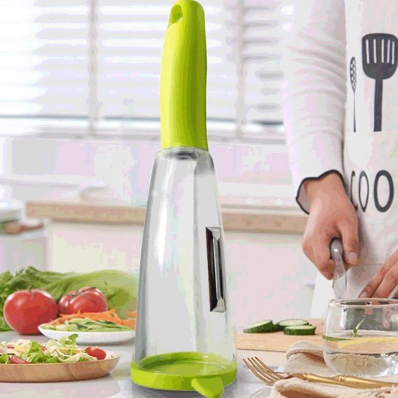 Multifunctional Storage Box Peeler Knife Peeler With Rubbish Bin Slicer Shredder Stainless Steel Vegetable Kitchen Tool Gadgets