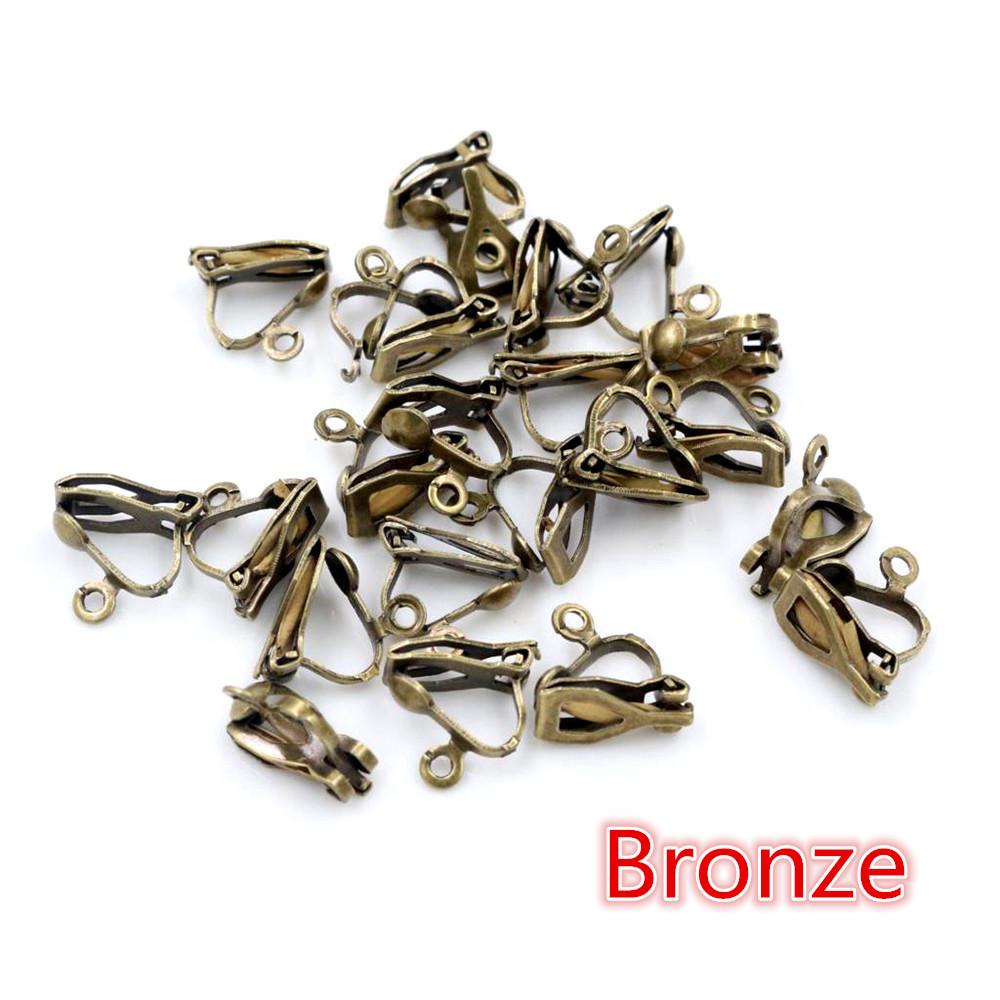 50 Pcs DIY Non-Piercing Triangle Ear Clip Jewelry Accessories with Pendant, Iron-Plated, 25g