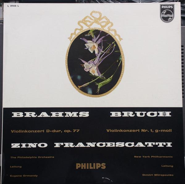 

LP Record JOHANNES BRAHMS MAX BRUCH ZINO Violin Concerto In D Major Op. 77 L09410L Philips Germany Classical Used