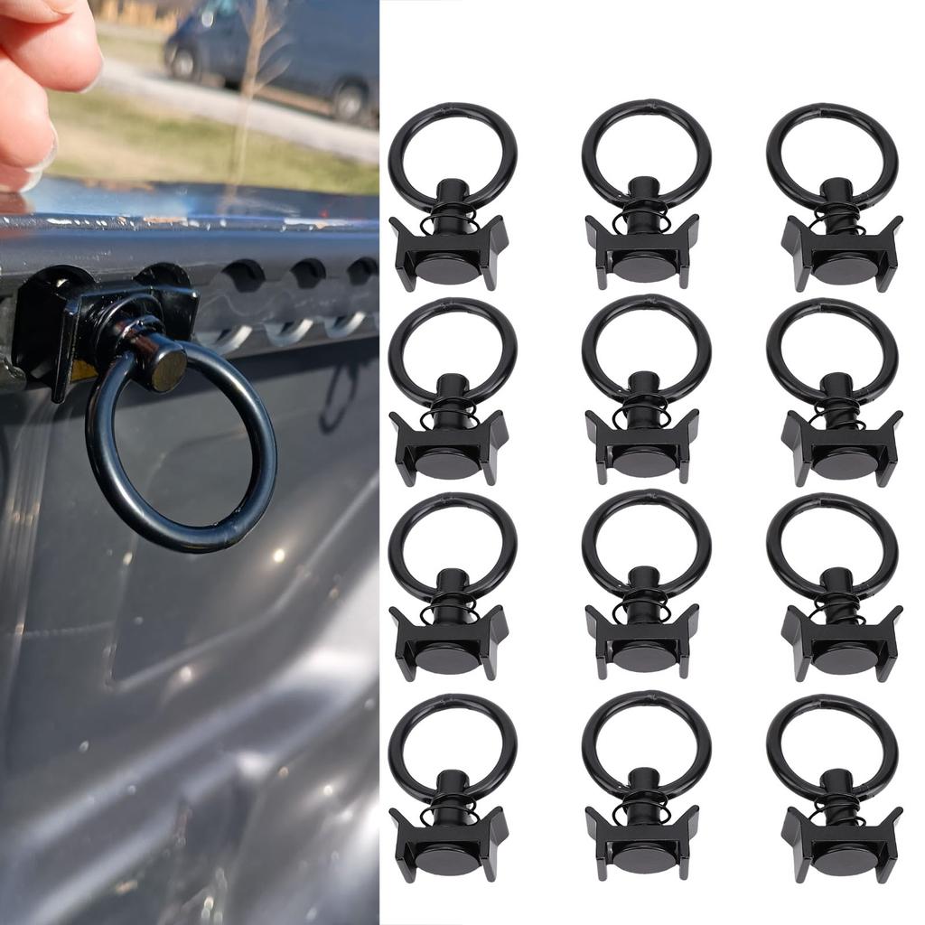 L Track Single Stud Fitting with Round Ring L Track Tie Down  Ring 4000 Lbs Spring Loaded for Truck Bed Trailer Cargo Control