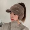 Korean Versatile Hat for Women In Winter Riding Windproof Ear Protection Hat Plus Velvet Warm Baseball Cap Casual Empty Top Wool Hat